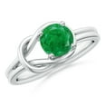 thumbnail image 1 of ANGARA Natural Solitaire Emerald Infinity Knot Engagement Ring in 14K White Gold for Women (Size-6mm) | May Birthstone, Birthday, Anniversary, Jewelry Gift for Women | Natural Emerald Ring, 1 of 10