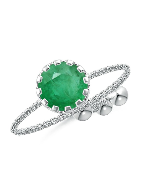 Natural Multi Prong-Set Emerald Solitaire Bolo Ring in 14K White Gold for Women (Size-6mm) | May Birthstone, Birthday, Anniversary, Jewelry Gift for Women | Natural Emerald Ring