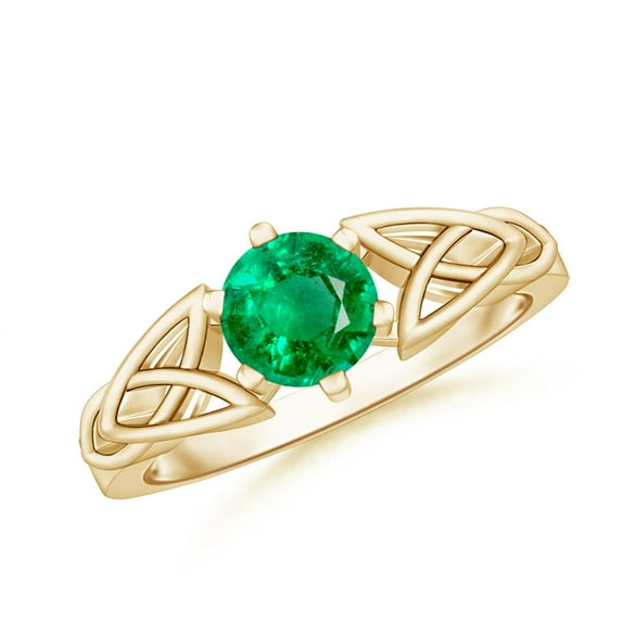 Angara Natural 0.75 Ct. Emerald Solitaire Ring in 14K Yellow Gold for Women (Ring Size: 3.5)