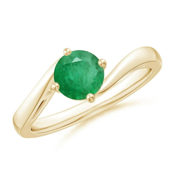 Angara Natural 0.75 Ct. Emerald Solitaire Ring in 14K Yellow Gold for Women (Ring Size: 3)
