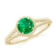 thumbnail image 1 of ANGARA Natural Emerald Twist Rope Split Shank Ring in 14K Yellow Gold for Women (Size-6mm) | May Birthstone, Birthday, Anniversary, Jewelry Gift for Women | Natural Emerald Ring, 1 of 9