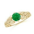thumbnail image 1 of ANGARA Natural Solitaire Round Emerald Celtic Knot Ring in 14K Yellow Gold for Women (Size-6mm) | May Birthstone, Birthday, Anniversary, Jewelry Gift for Women | Natural Emerald Ring, 1 of 10