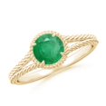 thumbnail image 1 of ANGARA Natural Emerald Twist Rope Split Shank Ring in 14K Yellow Gold for Women (Size-6mm) | May Birthstone, Birthday, Anniversary, Jewelry Gift for Women | Natural Emerald Ring, 1 of 10