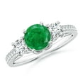 thumbnail image 1 of Angara Natural 0.75 Ct. Emerald with Diamond Classic Ring in 14K White Gold for Women (Ring Size: 3), 1 of 9
