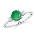thumbnail image 1 of Angara Natural 0.75 Ct. Emerald with Diamond Classic Ring in Sterling Silver for Women (Ring Size: 3), 1 of 11