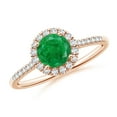 thumbnail image 1 of ANGARA Natural Round Emerald Halo Ring with Diamond Accents in 14K Rose Gold for Women (Size-6mm) | May Birthstone, Birthday, Anniversary, Jewelry Gift for Women | Natural Emerald Ring, 1 of 9