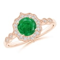 thumbnail image 1 of ANGARA Natural Vintage Inspired Round Emerald Ring with Ornate Halo in 14K Rose Gold for Women (Size-6mm) | May Birthstone, Birthday, Anniversary, Jewelry Gift for Women | Natural Emerald Ring, 1 of 8