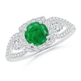 thumbnail image 1 of Angara Natural 0.75 Ct. Emerald with Diamond Halo Ring in 14K White Gold for Women (Ring Size: 12), 1 of 10