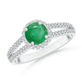 thumbnail image 1 of Angara Natural 0.75 Ct. Emerald with Diamond Halo Ring in 14K White Gold for Women (Ring Size: 6.5), 1 of 8