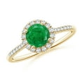 thumbnail image 1 of ANGARA Natural Round Emerald Halo Ring with Diamond Accents in 14K Yellow Gold for Women (Size-6mm) | May Birthstone, Birthday, Anniversary, Jewelry Gift for Women | Natural Emerald Ring, 1 of 8