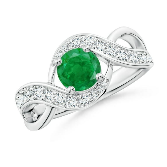 ANGARA Natural Solitaire Round Emerald Infinity Promise Ring in 925 Sterling Silver for Women (Size-6mm) | May Birthstone, Birthday, Anniversary, Jewelry Gift for Women | Natural Emerald Ring