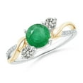 thumbnail image 1 of ANGARA Natural Emerald and Diamond Twisted Vine Engagement Ring in 14K White & Yellow Gold for Women (Size-6mm) | May Birthstone, Birthday, Anniversary, Jewelry Gift for Women | Natural Emerald Ring, 1 of 10