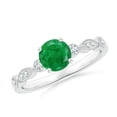 thumbnail image 1 of Angara Natural 0.75 Ct. Emerald with Diamond Vintage Inspired Ring in 14K White Gold for Women (Ring Size: 3.5), 1 of 9