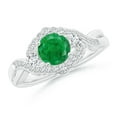 thumbnail image 1 of Angara Natural 0.75 Ct. Emerald with Diamond Vintage Inspired Ring in 14K White Gold for Women (Ring Size: 3), 1 of 10