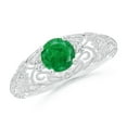 thumbnail image 1 of ANGARA Natural Aeon Vintage Style Solitaire Emerald Filigree Engagement Ring in 14K White Gold for Women (Size-6mm) | May Birthstone, Anniversary, Jewelry Gift for Women | Natural Emerald Ring, 1 of 9