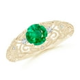 thumbnail image 1 of ANGARA Natural Aeon Vintage Style Solitaire Emerald Filigree Engagement Ring in 14K Yellow Gold for Women (Size-6mm) | May Birthstone, Anniversary, Jewelry Gift for Women | Natural Emerald Ring, 1 of 9