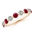 thumbnail image 1 of ANGARA Natural Floating Ruby and Diamond Semi Eternity Wedding Ring in 14K Rose Gold for Women (Size-3mm) | July Birthstone, Birthday, Anniversary, Jewelry Gift for Women | Natural Ruby Ring, 1 of 9