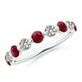 thumbnail image 1 of ANGARA Natural Floating Ruby and Diamond Semi Eternity Wedding Ring in 14K White Gold for Women (Size-3mm) | July Birthstone Jewelry for Her | Natural Ruby Rings, 1 of 9