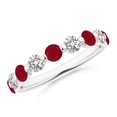 thumbnail image 1 of ANGARA Natural Floating Ruby and Diamond Semi Eternity Wedding Ring in 14K White Gold for Women (Size-3mm) | July Birthstone, Birthday, Anniversary, Jewelry Gift for Women | Natural Ruby Ring, 1 of 9