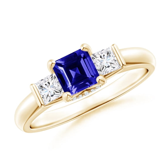 Angara Natural 0.75 Ct. Tanzanite with Diamond Classic Ring in 14K Yellow Gold for Women (Ring Size: 6)