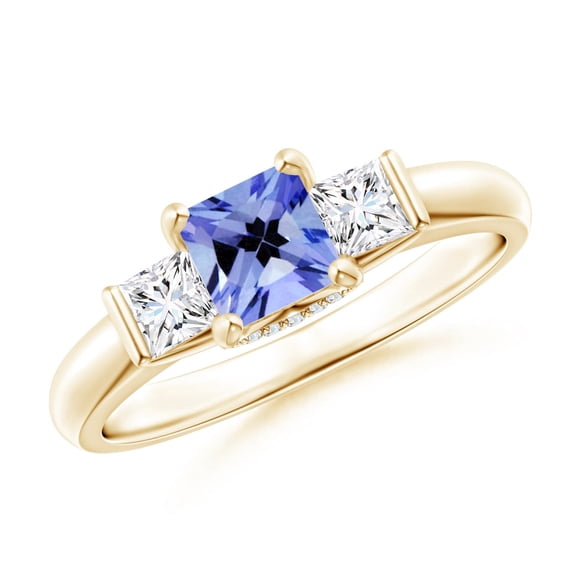Angara Natural 0.75 Ct. Tanzanite with Diamond Classic Ring in 14K Yellow Gold for Women (Ring Size: 8.5)