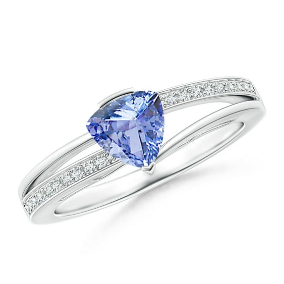 ANGARA Natural Split Shank Trillion Tanzanite Engagement Ring in 14K White Gold for Women (Size-6mm) | December Birthstone, Birthday, Anniversary, Jewelry Gift for Women | Natural Tanzanite Ring