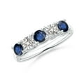 thumbnail image 1 of ANGARA Natural Half Eternity 5 Stone Sapphire & Diamond Wedding Band in 925 Sterling Silver for Women (Size-3.8mm) | September Birthstone, Anniversary, Jewelry Gift for Women | Natural Sapphire Ring, 1 of 12