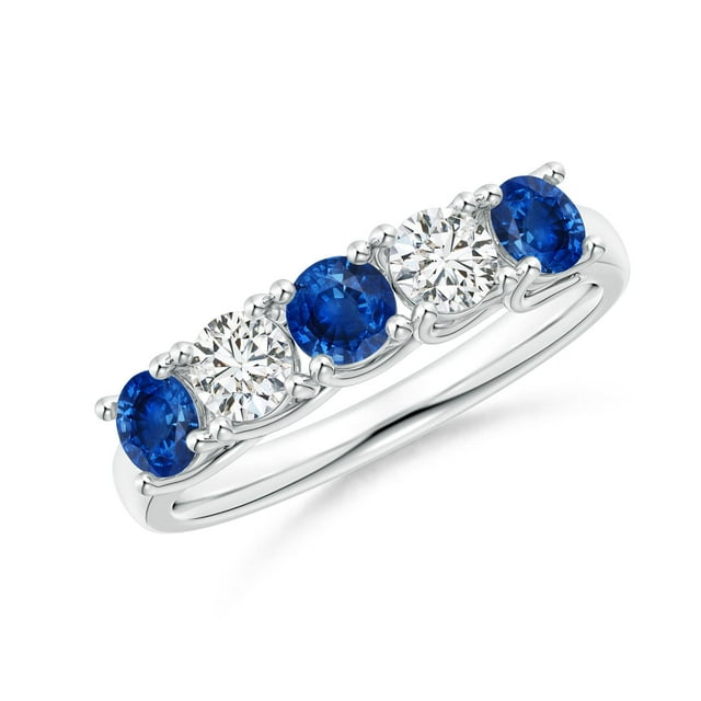 Angara Natural 0.78 Ct. Blue Sapphire with Diamond Non Eternity Wedding ...