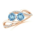 thumbnail image 1 of ANGARA Natural Round Aquamarine Two Stone Bypass Ring with Diamonds in 14K Rose Gold for Women (Size-5mm) | March Birthstone, Birthday, Anniversary, Jewelry Gift for Women | Natural Aquamarine Ring, 1 of 7