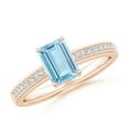 thumbnail image 1 of ANGARA Natural Octagonal Aquamarine Engagement Ring with Diamonds in 14K Rose Gold for Women (Size-7x5mm) | March Birthstone, Birthday, Anniversary, Jewelry Gift for Women | Natural Aquamarine Ring, 1 of 11