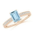 thumbnail image 1 of ANGARA Natural Octagonal Aquamarine Engagement Ring with Diamonds in 14K Rose Gold for Women (Size-7x5mm) | March Birthstone, Birthday, Anniversary, Jewelry Gift for Women | Natural Aquamarine Ring, 1 of 12