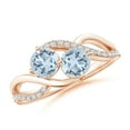 thumbnail image 1 of ANGARA Natural Round Aquamarine Two Stone Bypass Ring with Diamonds in 14K Rose Gold for Women (Size-5mm) | March Birthstone, Birthday, Anniversary, Jewelry Gift for Women | Natural Aquamarine Ring, 1 of 7