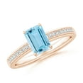 thumbnail image 1 of ANGARA Natural Octagonal Aquamarine Engagement Ring with Diamonds in 14K Rose Gold for Women (Size-7x5mm) | March Birthstone, Birthday, Anniversary, Jewelry Gift for Women | Natural Aquamarine Ring, 1 of 12