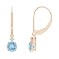 thumbnail image 1 of ANGARA Natural Solitaire Aquamarine Dangle Earrings with Diamond in 14K Rose Gold for Women (Size-5mm) | March Birthstone, Birthday, Anniversary, Jewelry Gift for Women | Natural Aquamarine Earrings, 1 of 7