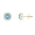 thumbnail image 1 of ANGARA Natural Claw-Set Aquamarine and Diamond Cushion Halo Stud Earrings in 14K Yellow Gold for Women (Size-5mm) | March Birthstone, Anniversary, Jewelry Gift for Women | Natural Aquamarine Earrings, 1 of 7