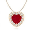 thumbnail image 1 of Angara Natural 0.8 Ct. Ruby with Diamond Halo Pendant Necklace in 14K Rose Gold for Women with 18 Inch Cable Chain, 1 of 8
