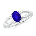 thumbnail image 1 of ANGARA Natural Prong-Set Solitaire Tanzanite Split Shank Ring in 14K White Gold for Women (Size-7x5mm) | December Birthstone, Birthday, Anniversary, Jewelry Gift for Women | Natural Tanzanite Ring, 1 of 8