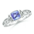 thumbnail image 1 of ANGARA Natural Vintage Style Cushion Tanzanite Solitaire Engagement Ring in 14K White Gold for Women (Size-5mm) | December Birthstone, Anniversary, Jewelry Gift for Women | Natural Tanzanite Ring, 1 of 9