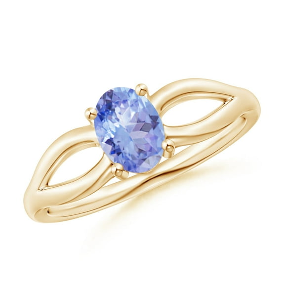 Angara Natural 0.8 Ct. Tanzanite Solitaire Ring in 14K Yellow Gold for Women (Ring Size: 3)