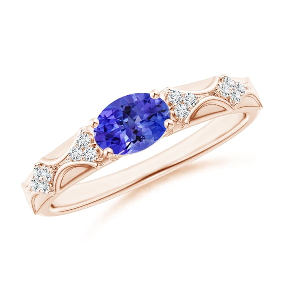 Angara Natural 0.8 Ct. Tanzanite with Diamond Classic Ring in 14K Rose Gold for Women (Ring Size: 12)