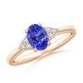 thumbnail image 1 of Angara Natural 0.8 Ct. Tanzanite with Diamond Classic Ring in 14K Rose Gold for Women (Ring Size: 12), 1 of 9