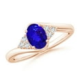 thumbnail image 1 of ANGARA Natural Oval Tanzanite Bypass Ring with Trio Diamond Accents in 14K Rose Gold for Women (Size-7x5mm) | December Birthstone, Anniversary, Jewelry Gift for Women | Natural Tanzanite Ring, 1 of 8