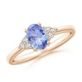 thumbnail image 1 of ANGARA Natural Solitaire Oval Tanzanite and Diamond Promise Ring in 14K Rose Gold for Women (Size-7x5mm) | December Birthstone, Birthday, Anniversary, Jewelry Gift for Women | Natural Tanzanite Ring, 1 of 9