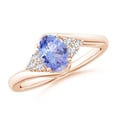 thumbnail image 1 of ANGARA Natural Oval Tanzanite Bypass Ring with Trio Diamond Accents in 14K Rose Gold for Women (Size-7x5mm) | December Birthstone, Anniversary, Jewelry Gift for Women | Natural Tanzanite Ring, 1 of 9