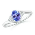 thumbnail image 1 of ANGARA Natural Oval Tanzanite Bypass Ring with Trio Diamond Accents in 14K White Gold for Women (Size-7x5mm) | December Birthstone, Anniversary, Jewelry Gift for Women | Natural Tanzanite Ring, 1 of 9