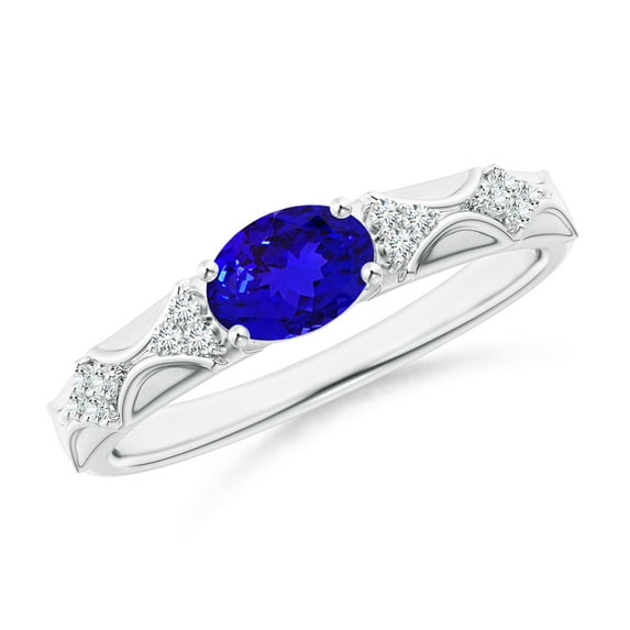 Angara Natural 0.8 Ct. Tanzanite with Diamond Classic Ring in 14K White Gold for Women (Ring Size: 3.5)