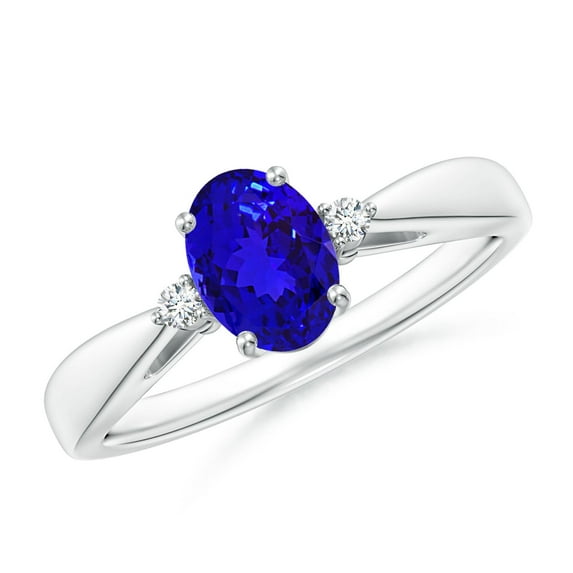 Angara Natural 0.8 Ct. Tanzanite with Diamond Classic Ring in 14K White Gold for Women (Ring Size: 7.5)