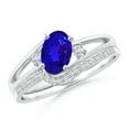 thumbnail image 1 of ANGARA Natural Oval Tanzanite and Diamond Bridal Set in 14K White Gold for Women (Size-7x5mm) | December Birthstone, Birthday, Anniversary, Jewelry Gift for Women | Natural Tanzanite Ring, 1 of 8