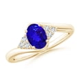 thumbnail image 1 of ANGARA Natural Oval Tanzanite Bypass Ring with Trio Diamond Accents in 14K Yellow Gold for Women (Size-7x5mm) | December Birthstone, Anniversary, Jewelry Gift for Women | Natural Tanzanite Ring, 1 of 8