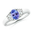 thumbnail image 1 of ANGARA Natural Three Stone Oval Tanzanite and Half Moon Diamond Ring in 925 Sterling Silver for Women (Size-7x5mm) | December Birthstone, Anniversary, Jewelry Gift for Women | Natural Tanzanite Ring, 1 of 8